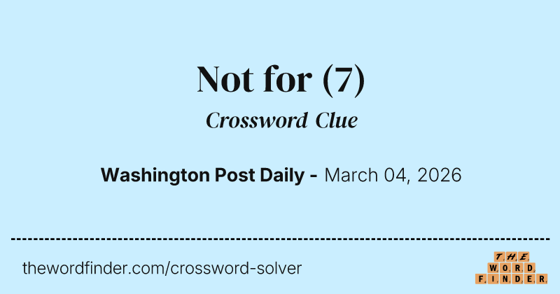 Not for crossword clue image