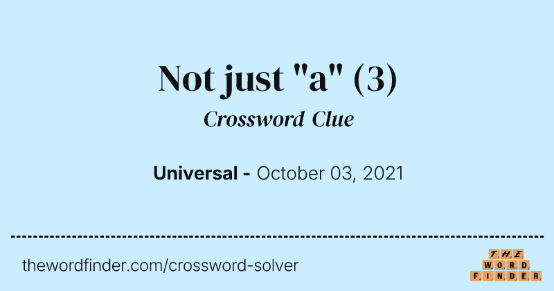 Not just "a" crossword clue image