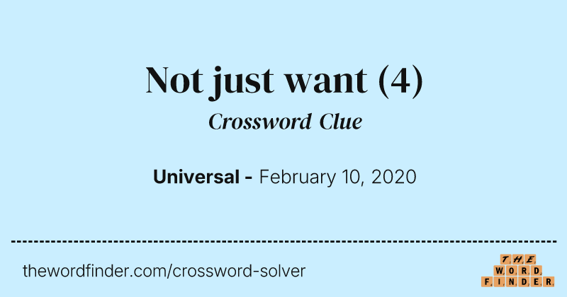 Not just want crossword clue image