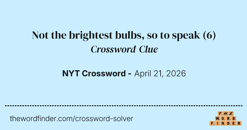 Not the brightest bulbs, so to speak crossword clue image