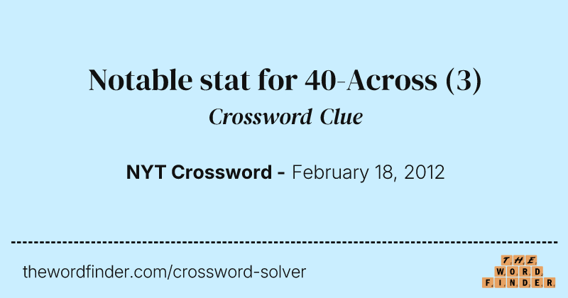 Notable stat for 40-Across crossword clue image