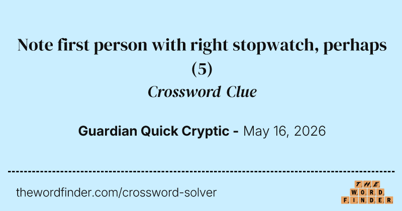 Note first person with right stopwatch, perhaps crossword clue image