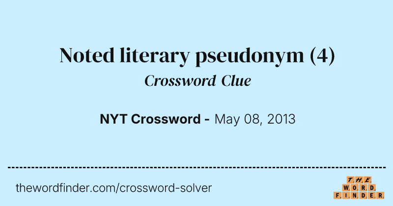 Noted literary pseudonym crossword clue image