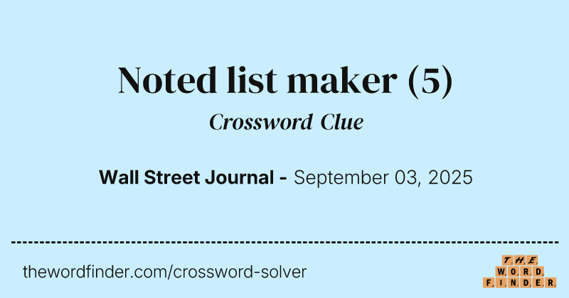 Noted list maker crossword clue image