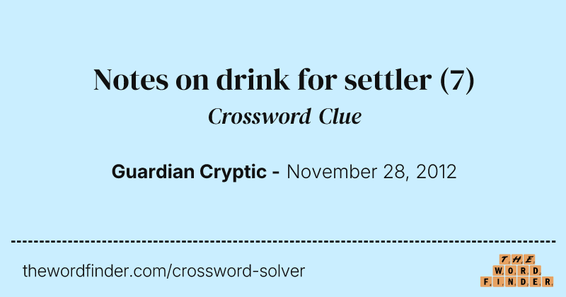 Notes on drink for settler crossword clue image