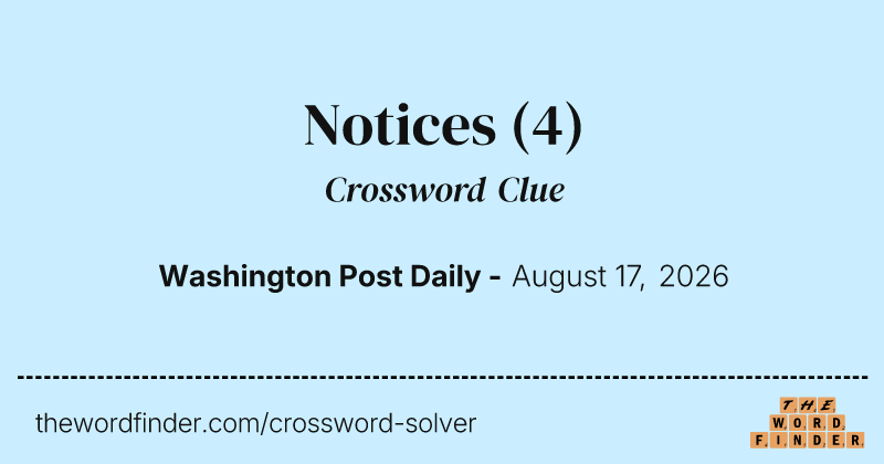 Notices crossword clue image
