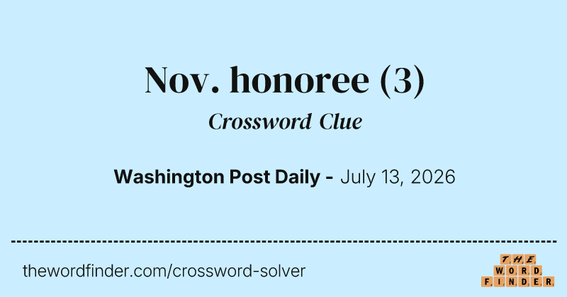 Nov. honoree crossword clue image