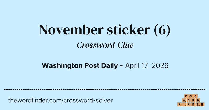 November sticker crossword clue image