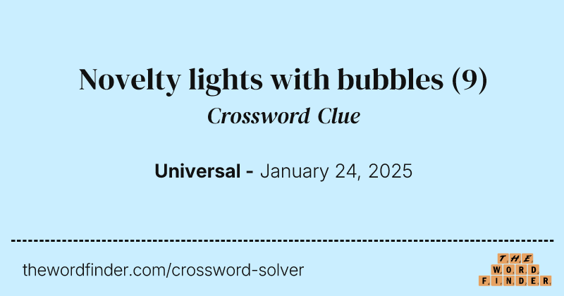 Novelty lights with bubbles crossword clue image