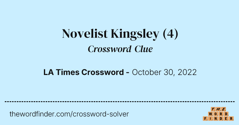 Novelist Kingsley crossword clue image