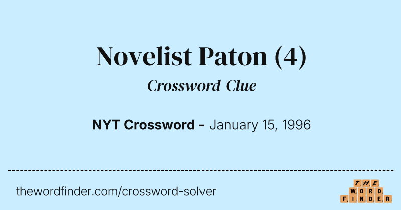 Novelist Paton crossword clue image