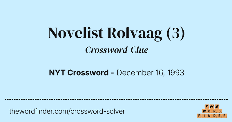 Novelist Rolvaag crossword clue image