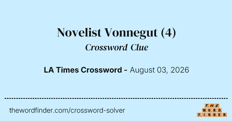 Novelist Vonnegut crossword clue image