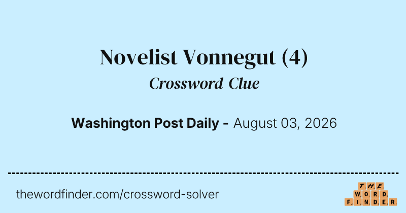 Novelist Vonnegut crossword clue image