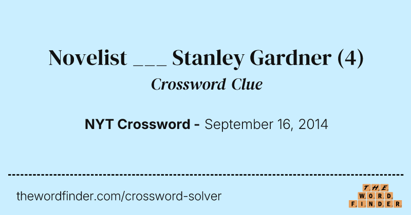 Novelist ___ Stanley Gardner crossword clue image