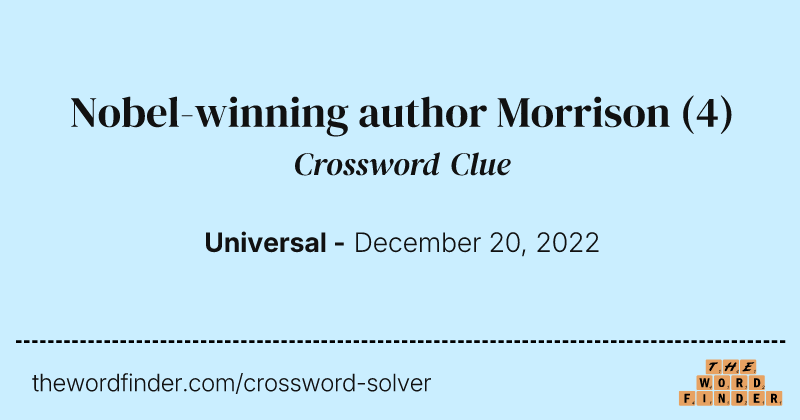 Nobel-winning author Morrison crossword clue image