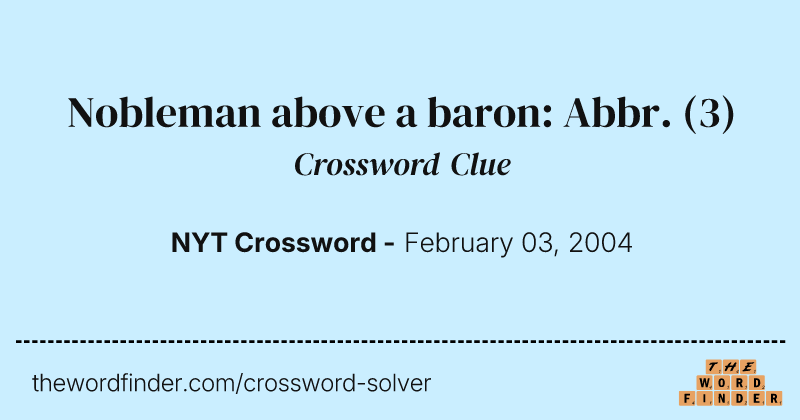 Nobleman above a baron: Abbr. crossword clue image