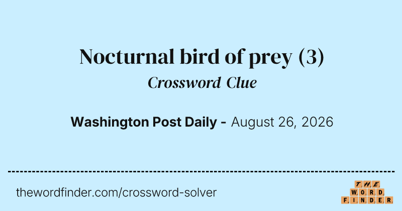Nocturnal bird of prey crossword clue image