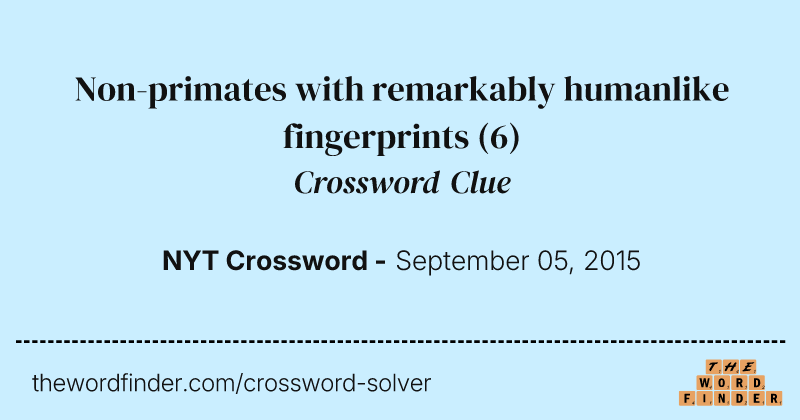 Non-primates with remarkably humanlike fingerprints crossword clue image