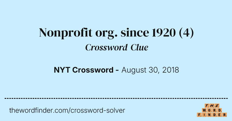 Nonprofit org. since 1920 crossword clue image