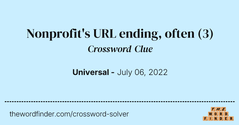 Nonprofit's URL ending, often crossword clue image
