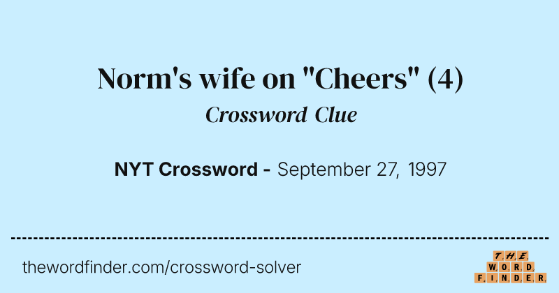 Norm's wife on "Cheers" crossword clue image