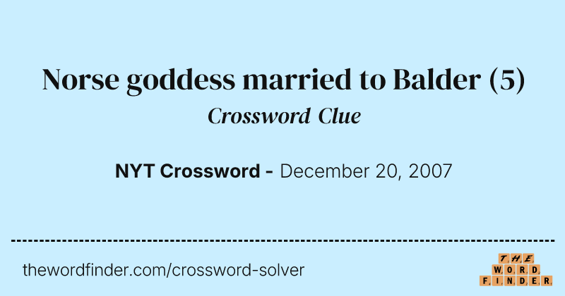 Norse goddess married to Balder crossword clue image