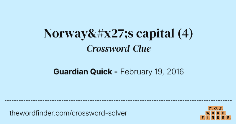 Norway's capital crossword clue image