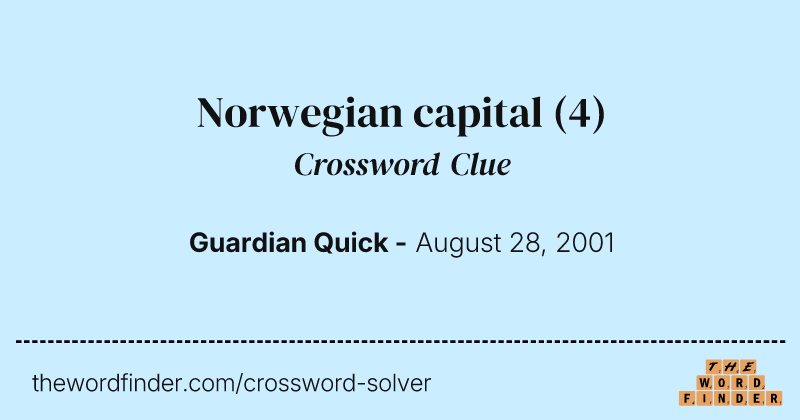 Norwegian capital crossword clue image