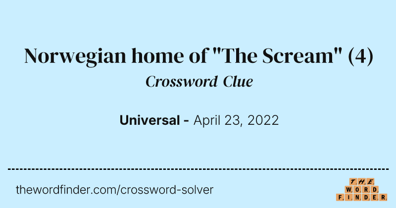 Norwegian home of "The Scream" crossword clue image