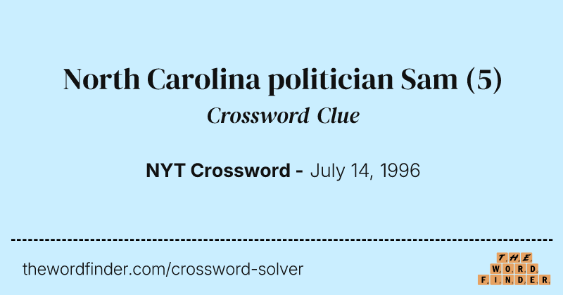 North Carolina politician Sam crossword clue image