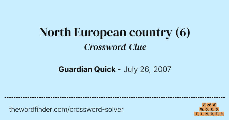 North European country crossword clue image