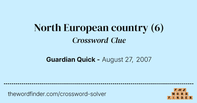 North European country crossword clue image