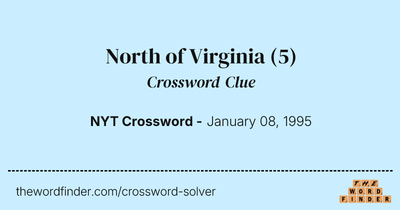 North of Virginia crossword clue image