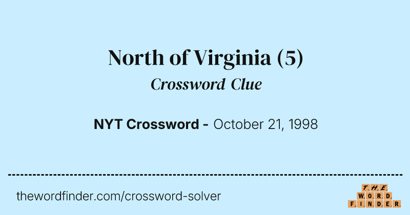 North of Virginia crossword clue image