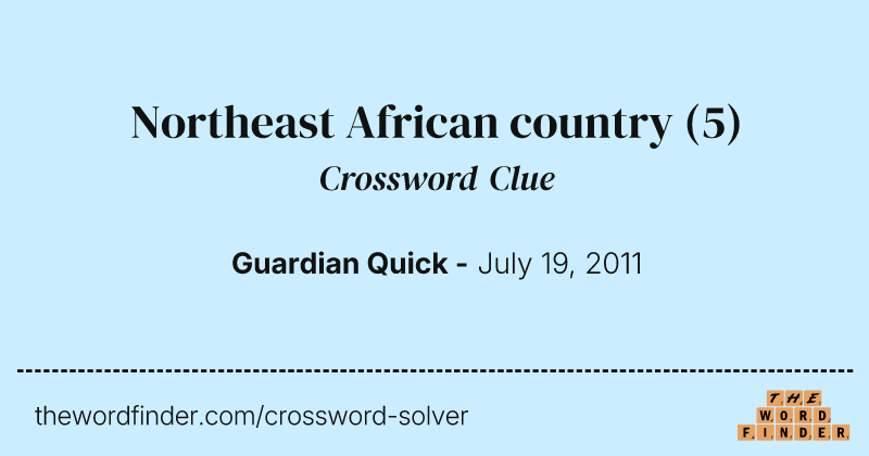 Northeast African country crossword clue image
