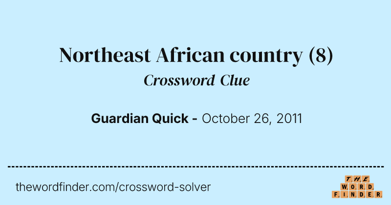 Northeast African country crossword clue image