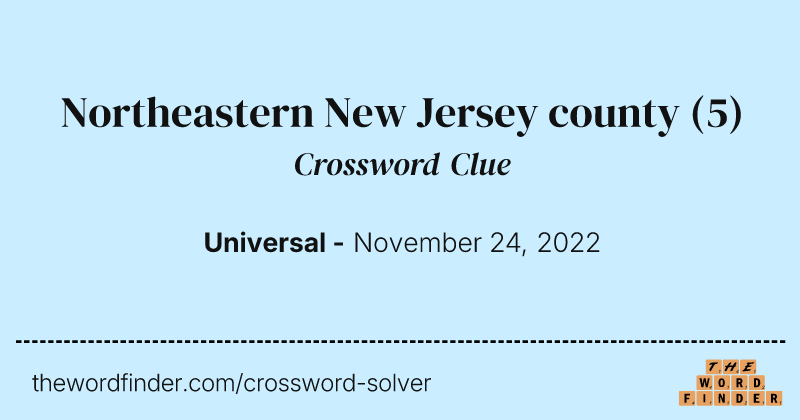 Northeastern New Jersey county crossword clue image