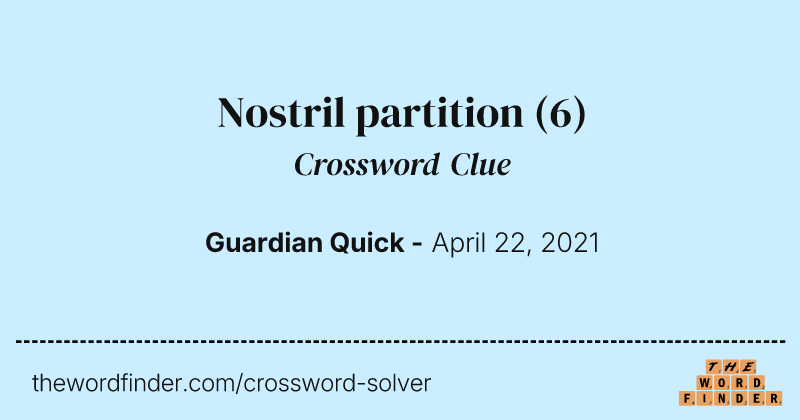 Nostril partition crossword clue image