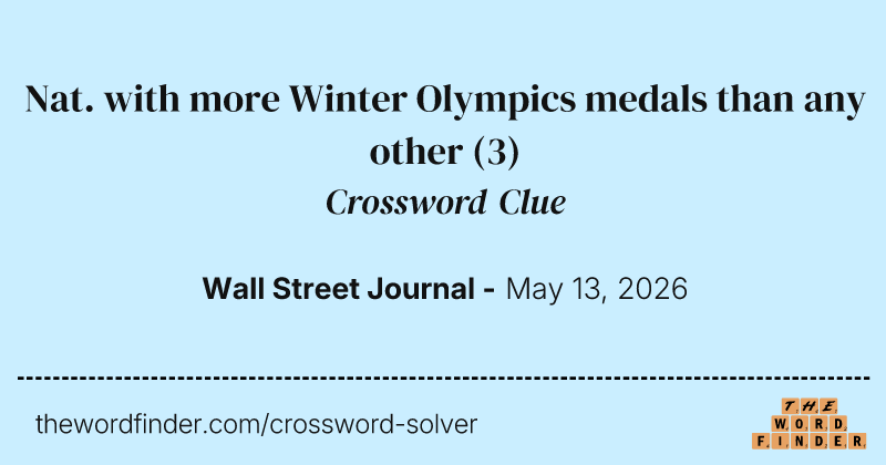 Nat. with more Winter Olympics medals than any other crossword clue image