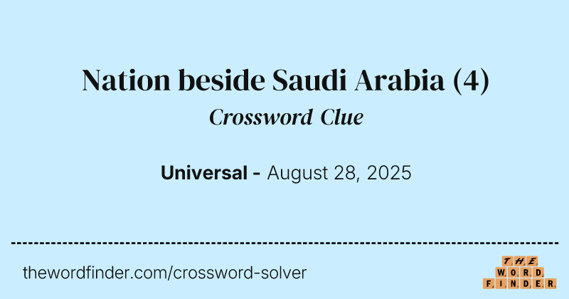 Nation beside Saudi Arabia crossword clue image