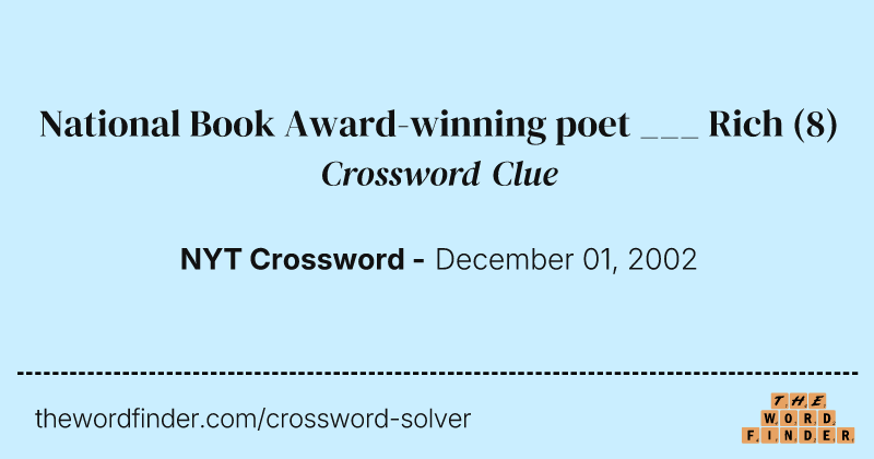National Book Award-winning poet ___ Rich crossword clue image
