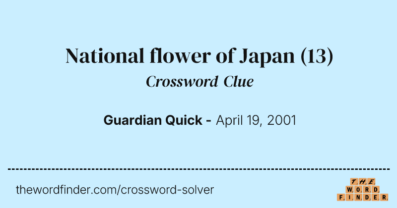 National flower of Japan crossword clue image