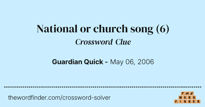 National or church song crossword clue image