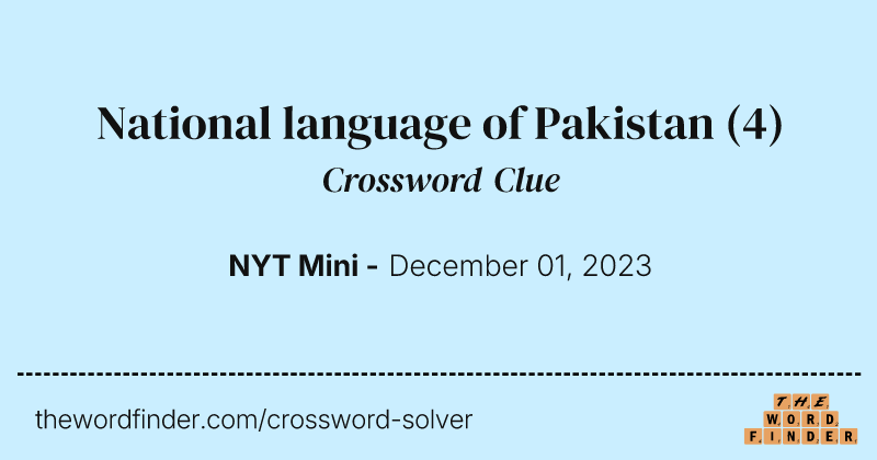 National language of Pakistan crossword clue image