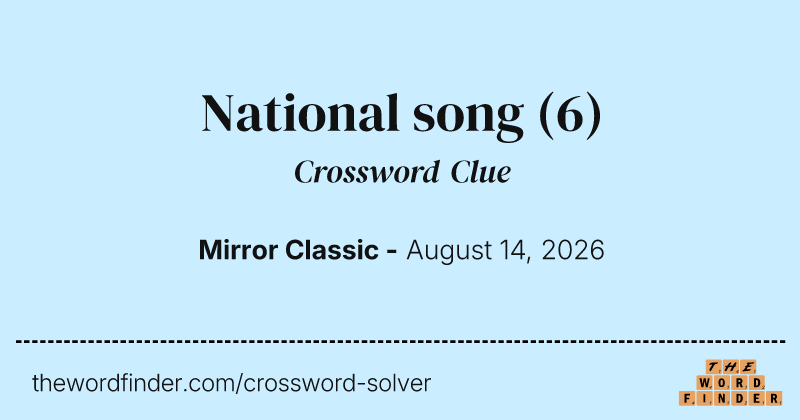 National song crossword clue image