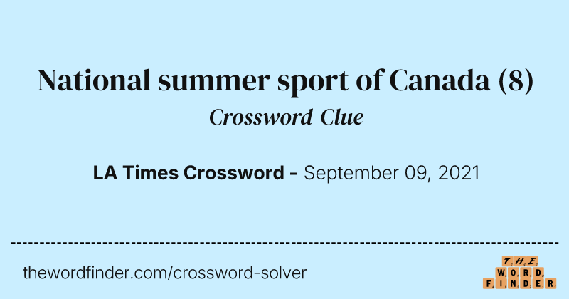 National summer sport of Canada crossword clue image