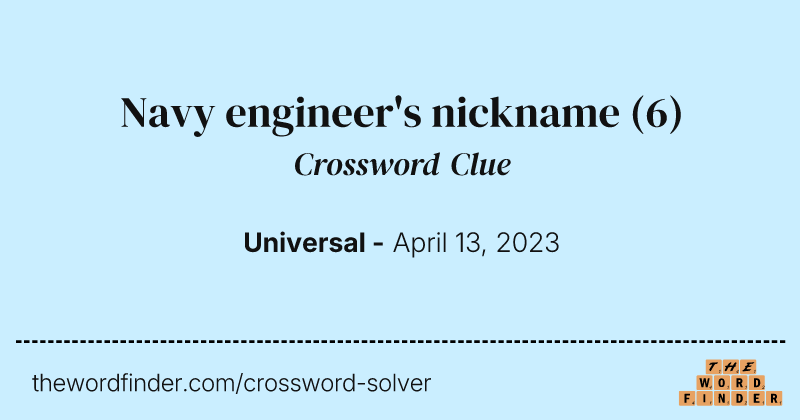 Navy engineer's nickname crossword clue image