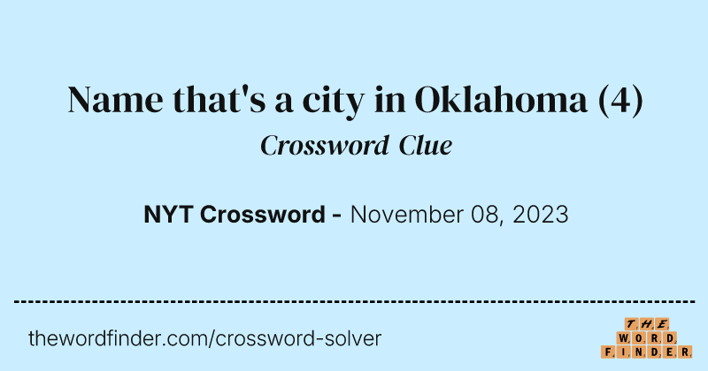Name that's a city in Oklahoma crossword clue image