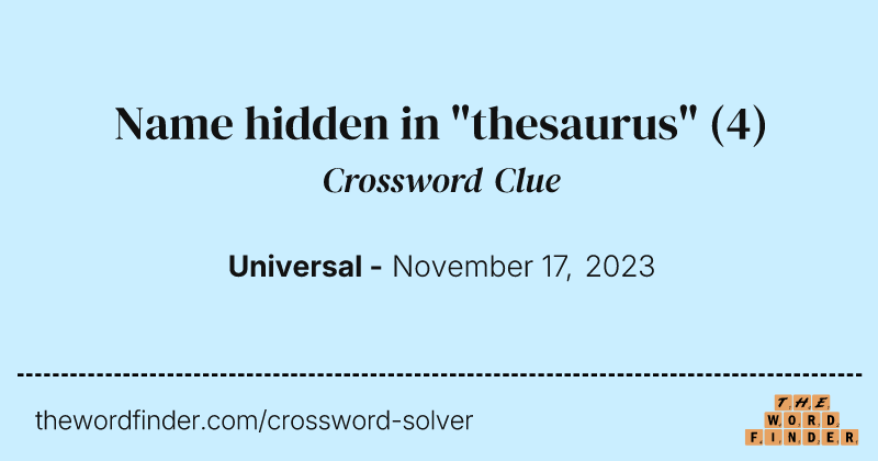 Name hidden in "thesaurus" crossword clue image